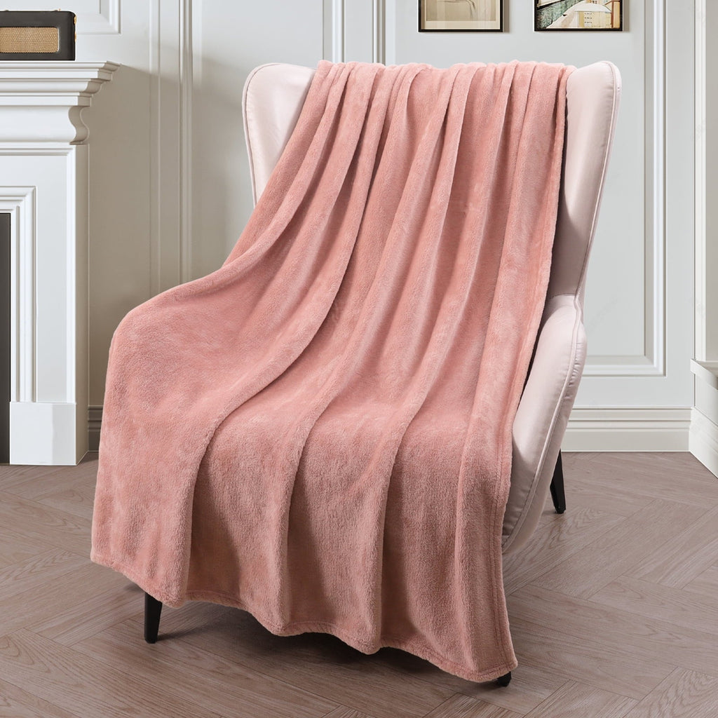 Decorative Knitted Fleece Throw Blanket for Couch, Sofa, Super Soft and Warm Blankets, Pink Throw All Season Use, Cozy, Plush, Lightweig... - Super Soft Reversible Sherpa Flannel Blanket Detail