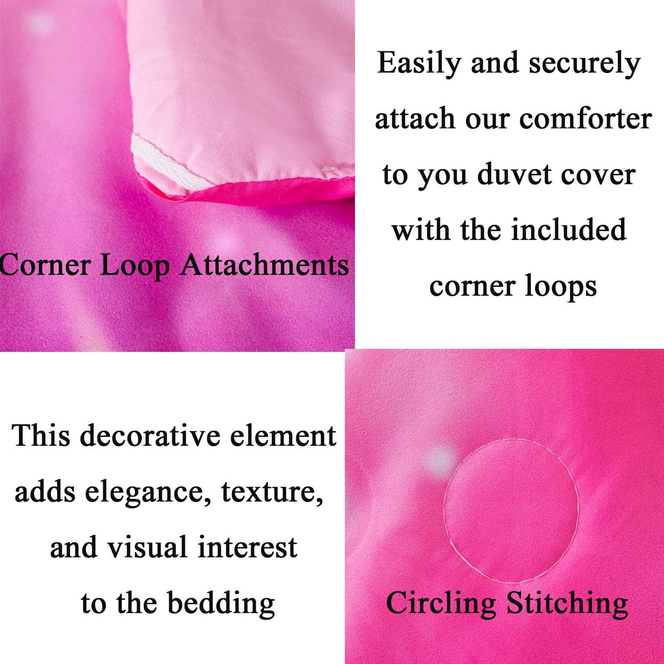 Luxurious Quilted 4Pcs Rainbow Twin Size Comforter Set for Girls, Pink Purple Gradient Glitter Kids Bedding Sets, Soft Galaxy Girls Bed... - Hypoallergenic Ultra-Fluffy Quilt for Winter Detail