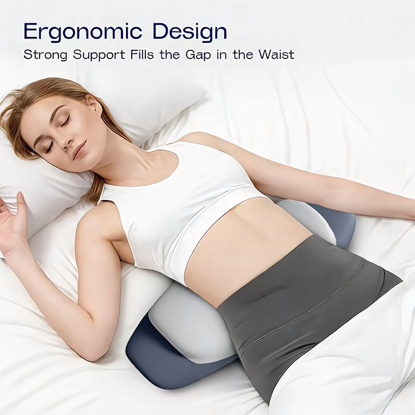 Orthopedic Support Lumbar Support Pillow for Bed, Memory Foam Ergonomic Lower Back Support Waist Pillow for Side Back and Stomach Sleepe... - Hotel Quality Plush Sleeping Pillows Detail