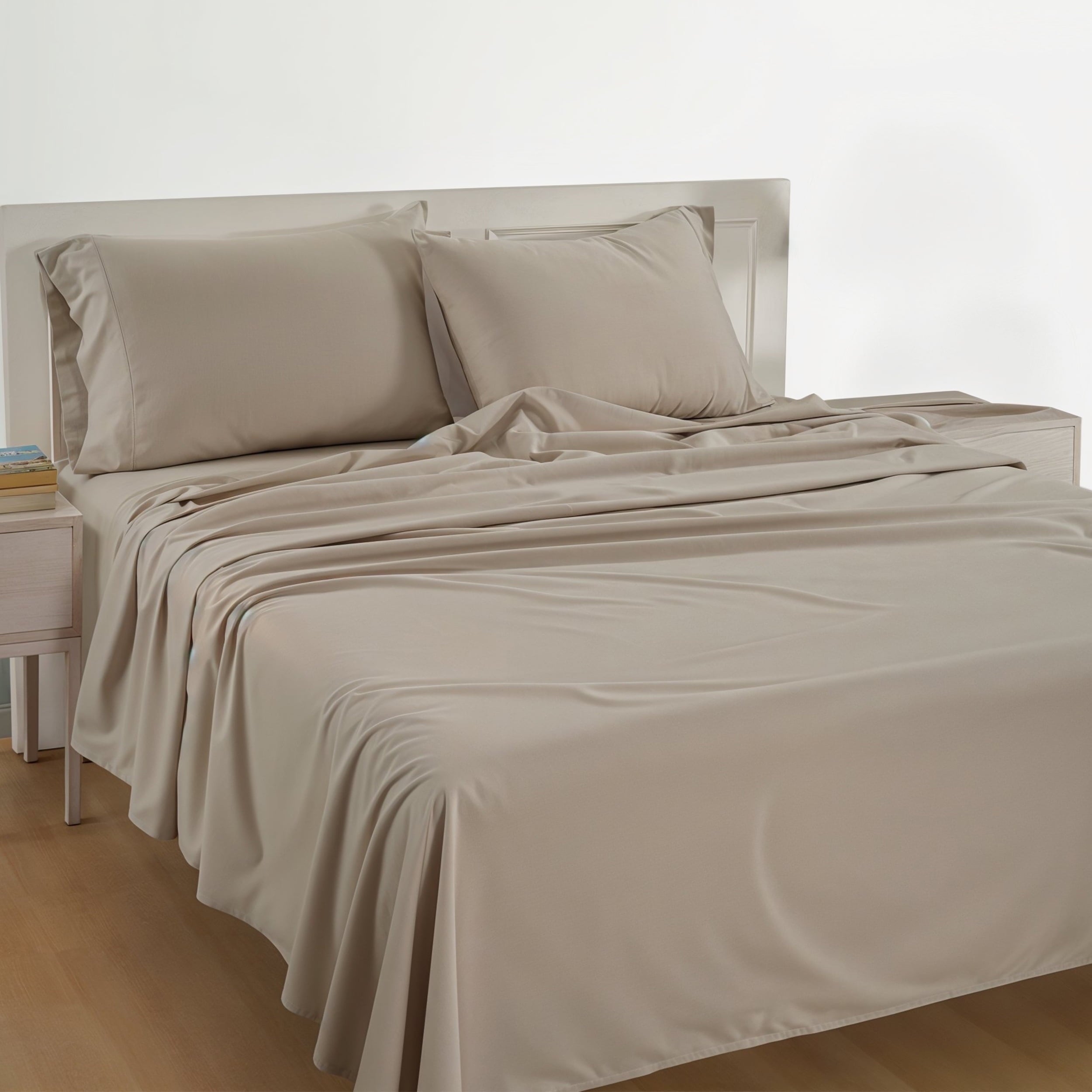 Cooling Sateen 100% Cotton Sheets Set – 4 Piece Cal King Bed Sheet, Soft & Comfy All Season Breathable Percale Weave, 15” Snug Fit D... - Luxury Bed Sheet Set with Deep Pockets Detail