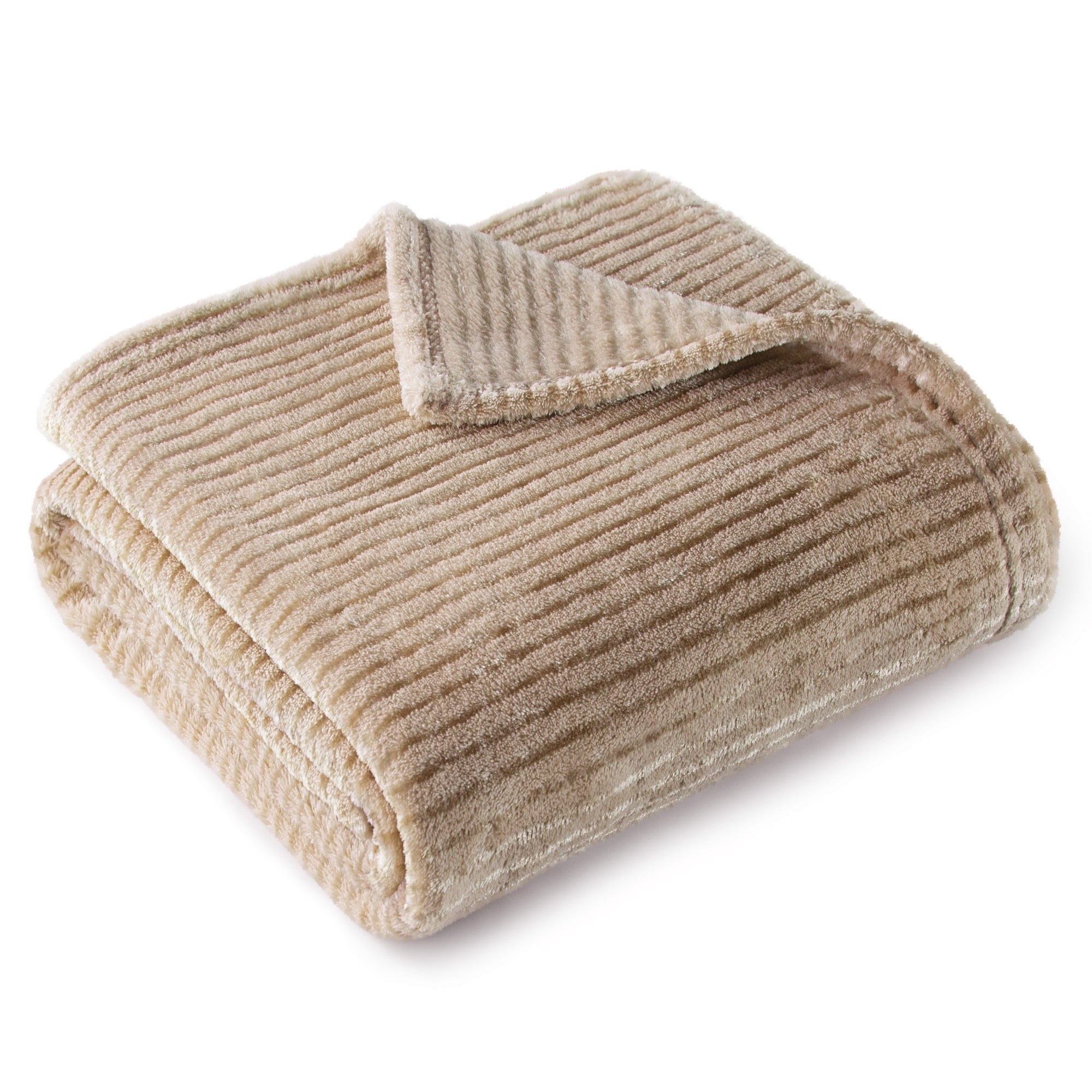 Reversible Sherpa Soft Throw Blanket, 50"x60", Camel - Super Soft Reversible Sherpa Flannel Blanket Detail