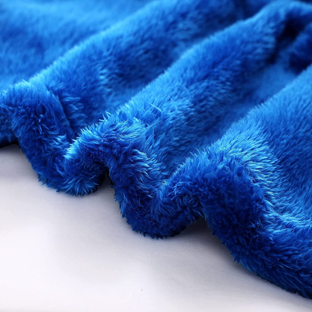 Lightweight Warm Plush Fuzzy Fleece Throw Blanket (40" x 50", Cobalt Blue)- Soft, Warm and Lightweight - Luxury Knitted Decorative Throw Blanket with Fringes Detail