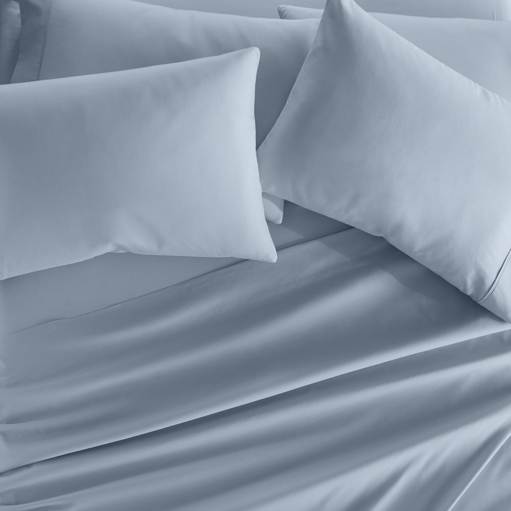 Wrinkle-Resistant Queen, Light Blue Solid Microfiber 6 Piece Bed Sheet Set - Premium Ultra-Soft Pillowcase Pair for Sleeping Detail