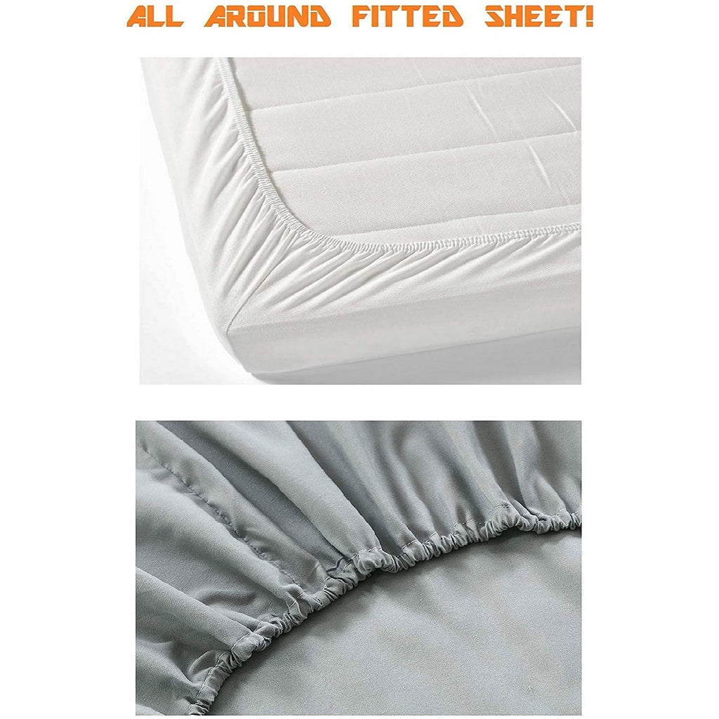 Wrinkle-Resistant 4 Pieces Bed Sheet Set With Flat Fitted and 2 Pillowcases King-Dusty Rose - Cooling Hotel Quality Bedding Sheets and Pillowcases Detail