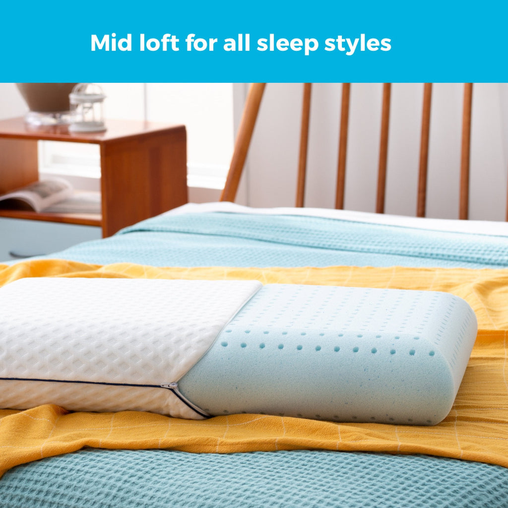 Fluffy Shredded Medium Feel Standard Size Ventilated Gel Memory Foam Bed Pillow with Washable Cover and Temperature Regulating Infusion - Decorative Throw Pillow Cushion for Sofa & Bed Detail
