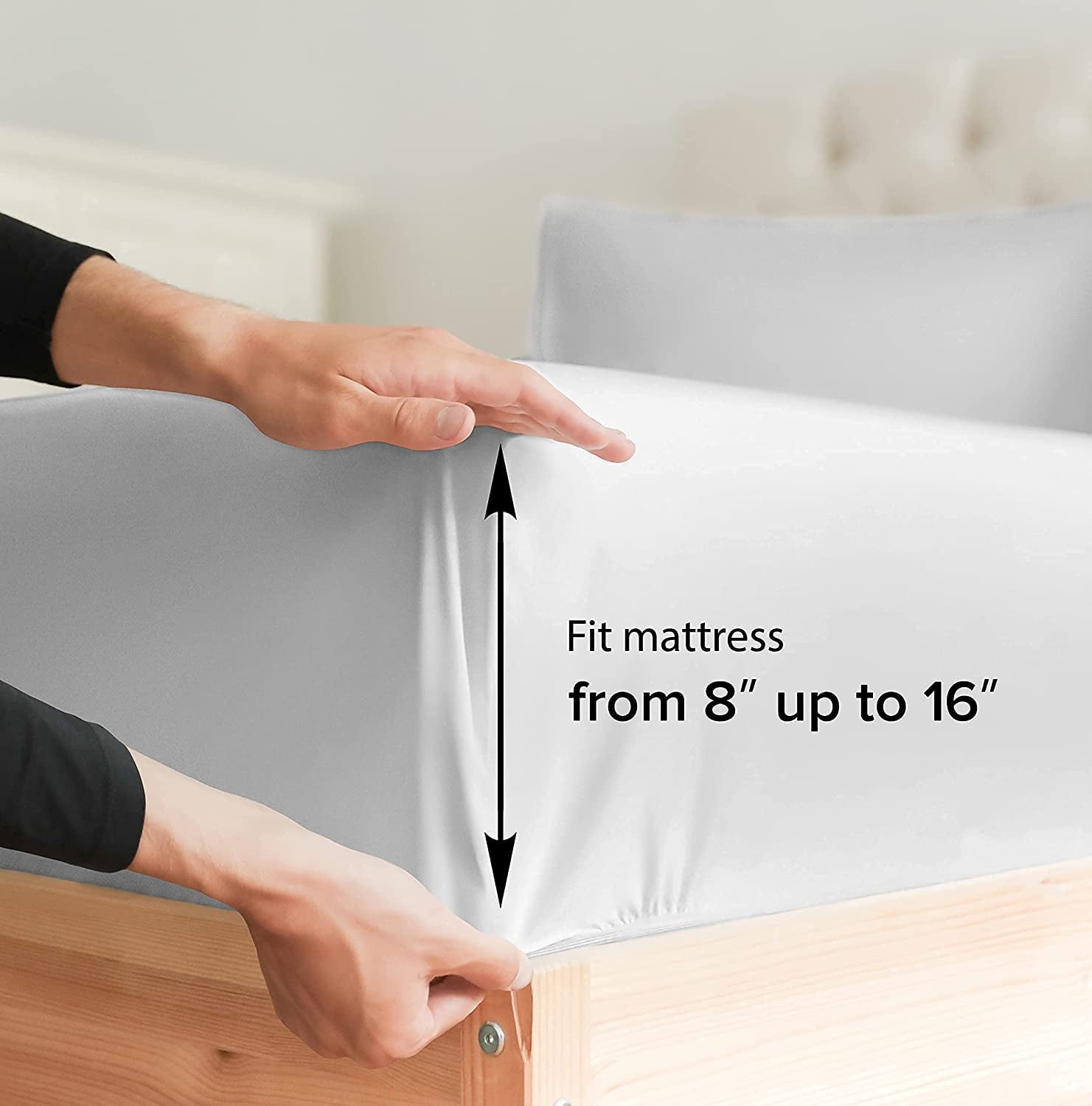 Premium Egyptian Cotton 6-Piece Breathable and Cooling Sheet Set With Extra Matching Pillowcases - King Size Bed Sheets Fits 8"-16... - Breathable Egyptian Cotton Flat & Fitted Sheets Detail