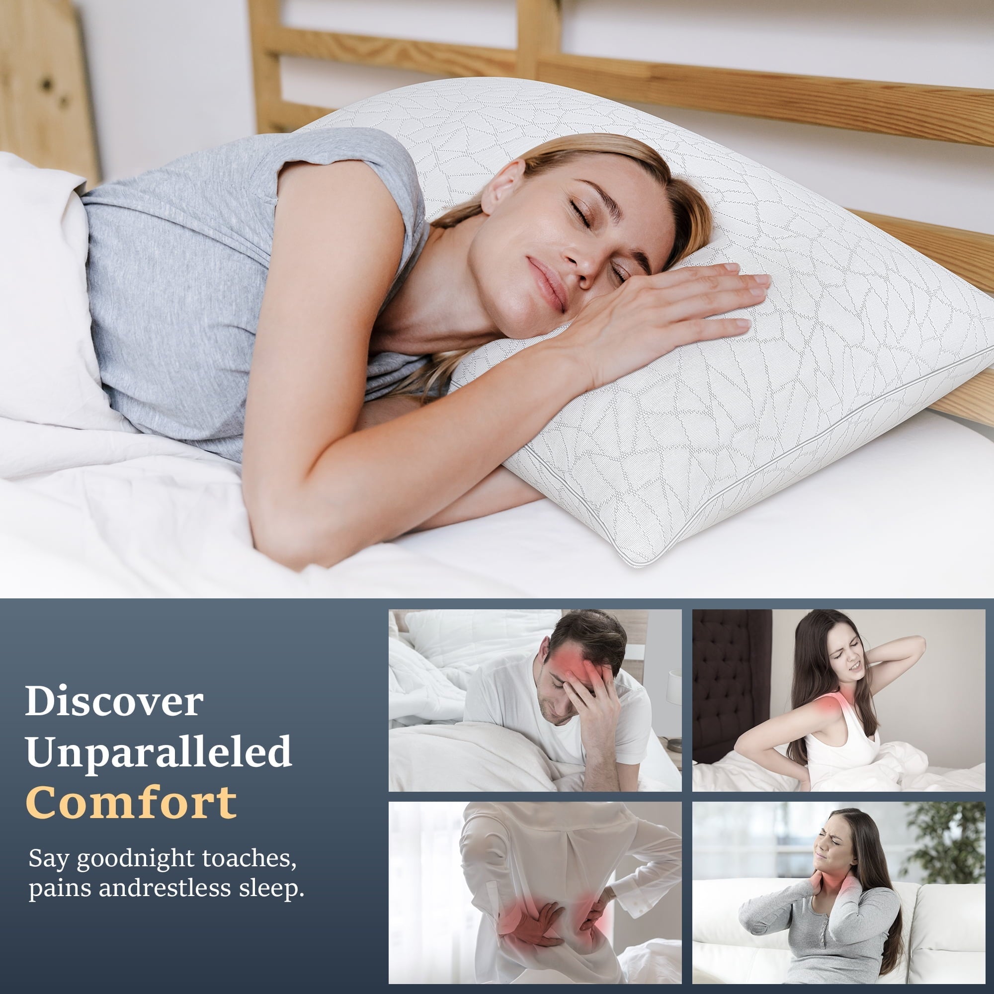 Orthopedic Support Queen Size Bed Pillows 1-Pack,2.2lb High Quality Down Alternative Filled,3D Breathable Cover,Hotel Collection Pillows... - Decorative Throw Pillow Cushion for Sofa & Bed Detail