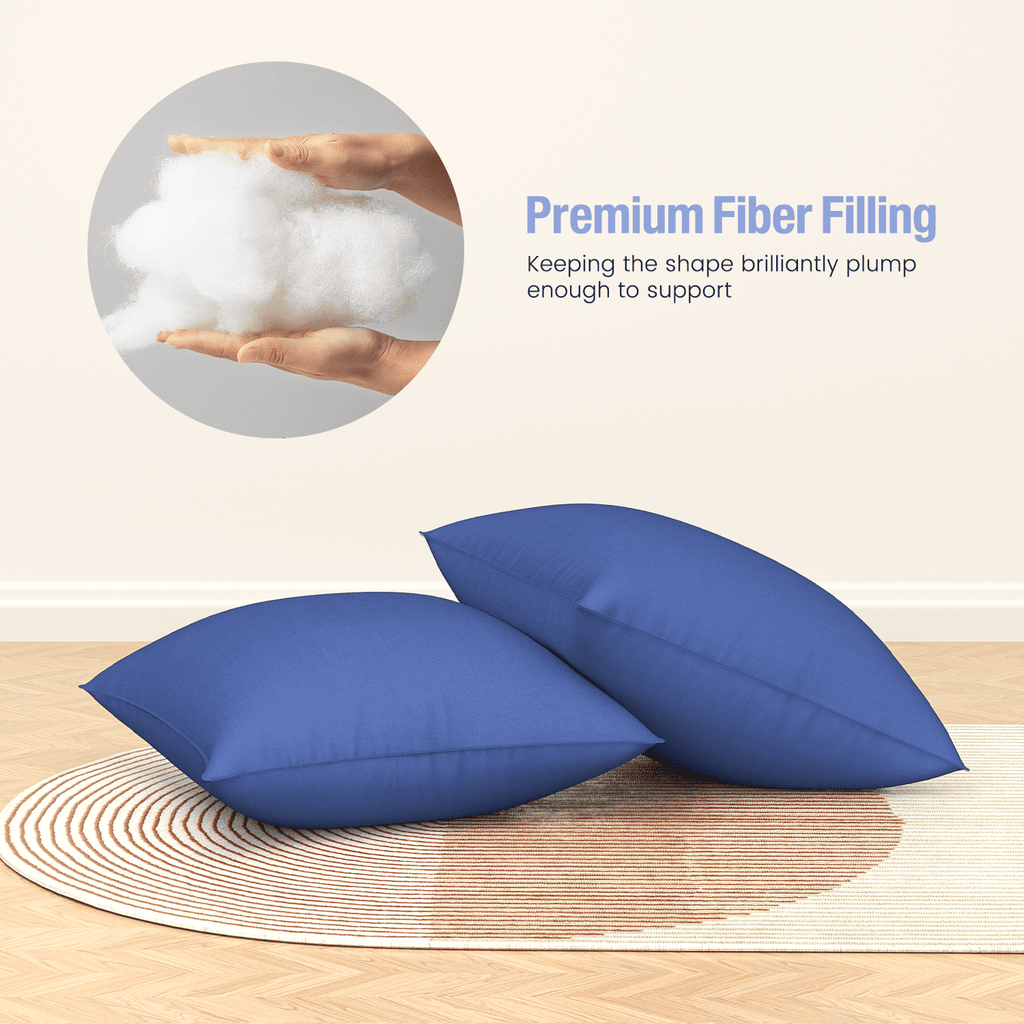 Decorative Plump Throw Pillow Inserts Set of 2, Indoor Decorative 18x18 inches Square Pillows for Couch, Sofa, Bed, Supportive Cushion... - Orthopedic Shredded Foam Bed Pillow Set Detail