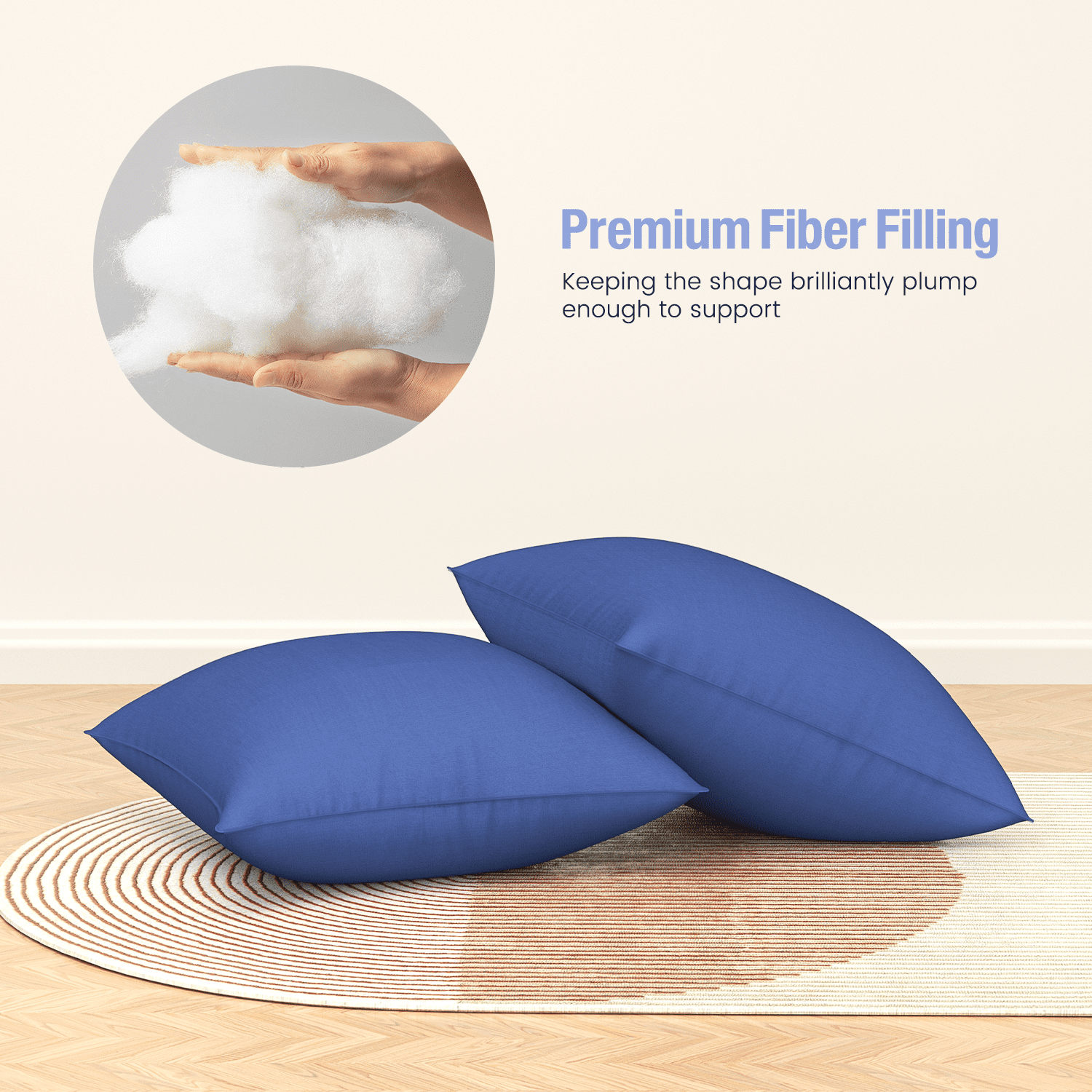 Decorative Plump Throw Pillow Inserts Set of 2, Indoor Decorative 18x18 inches Square Pillows for Couch, Sofa, Bed, Supportive Cushion... - Orthopedic Shredded Foam Bed Pillow Set Detail