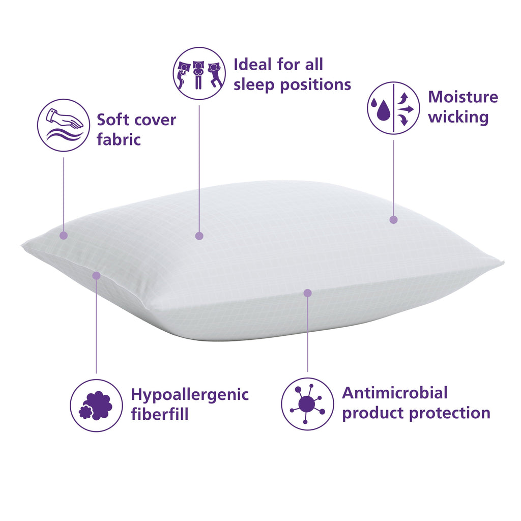 Fluffy Shredded Comfort Complete Bed Pillow, Standard/Queen, White- All Positions Antimicrobial - Decorative Throw Pillow Cushion for Sofa & Bed Detail