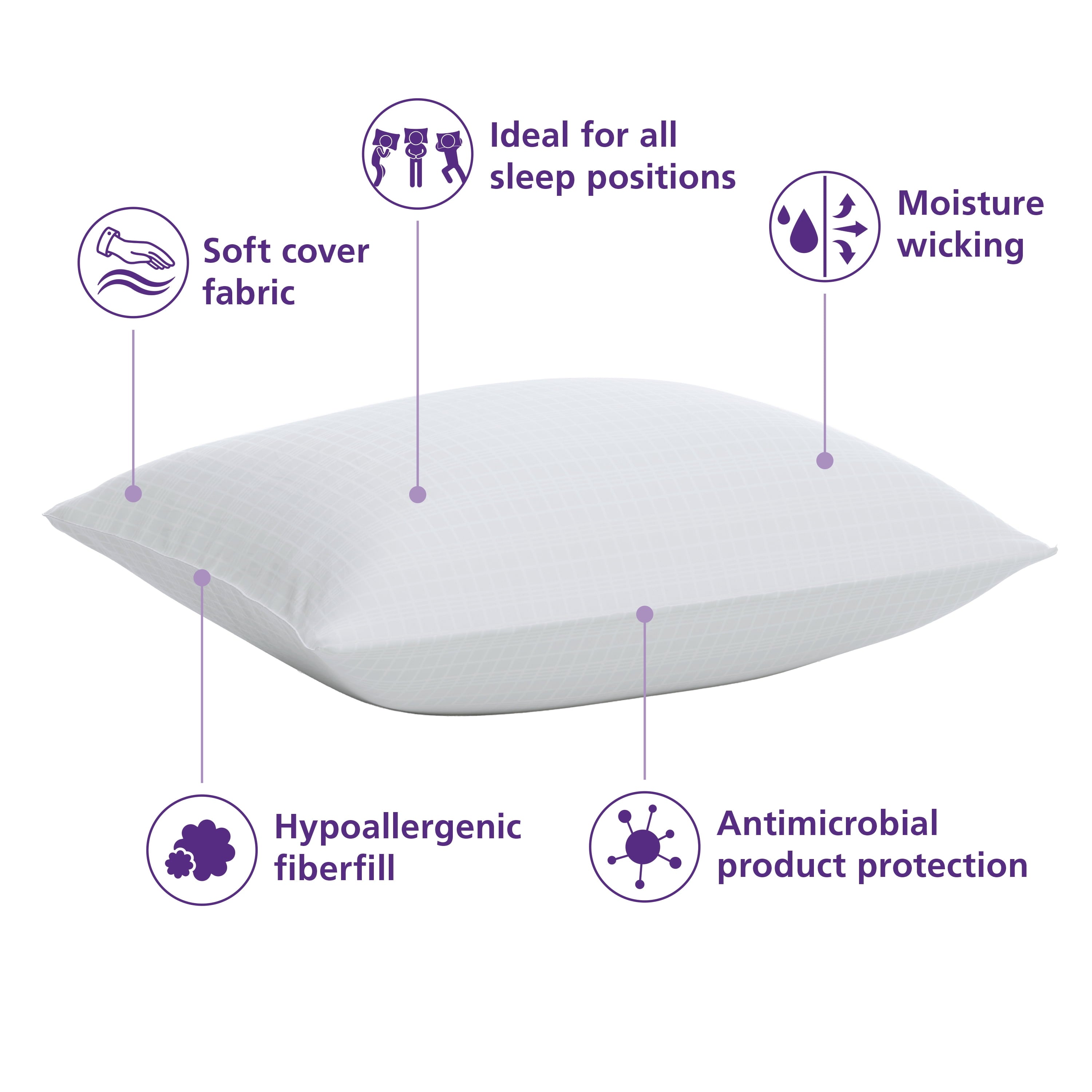 Orthopedic Support (18 pack) Bed Pillow, Standard/Queen - Orthopedic Shredded Foam Bed Pillow Set Detail
