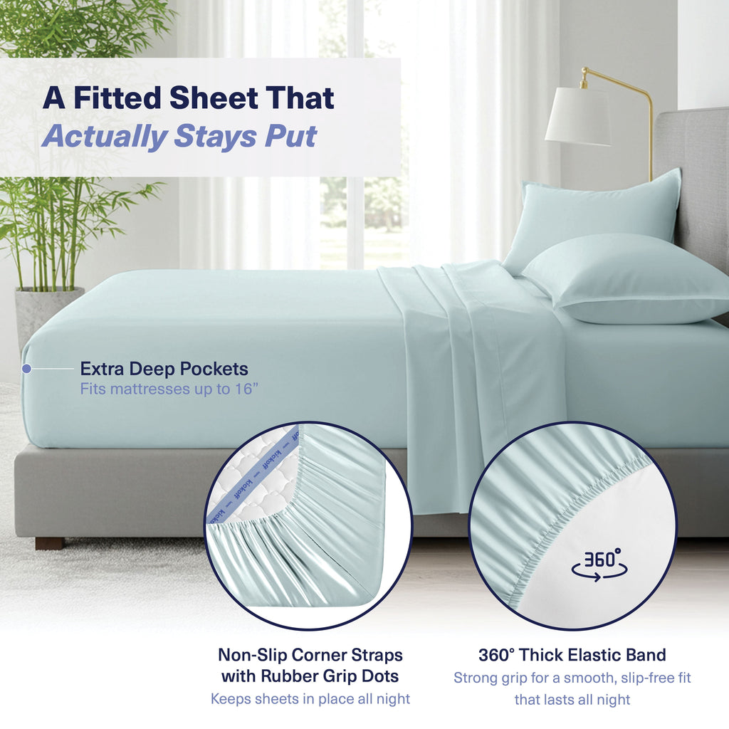 Wrinkle-Resistant Kickoff Viscose Bamboo Sheets Twin Size 3-pc 100% Organic Bamboo Viscose Bed Cooling Sheets Twin Size Set Cool Beddin... - Cooling Hotel Quality Bedding Sheets and Pillowcases Detail