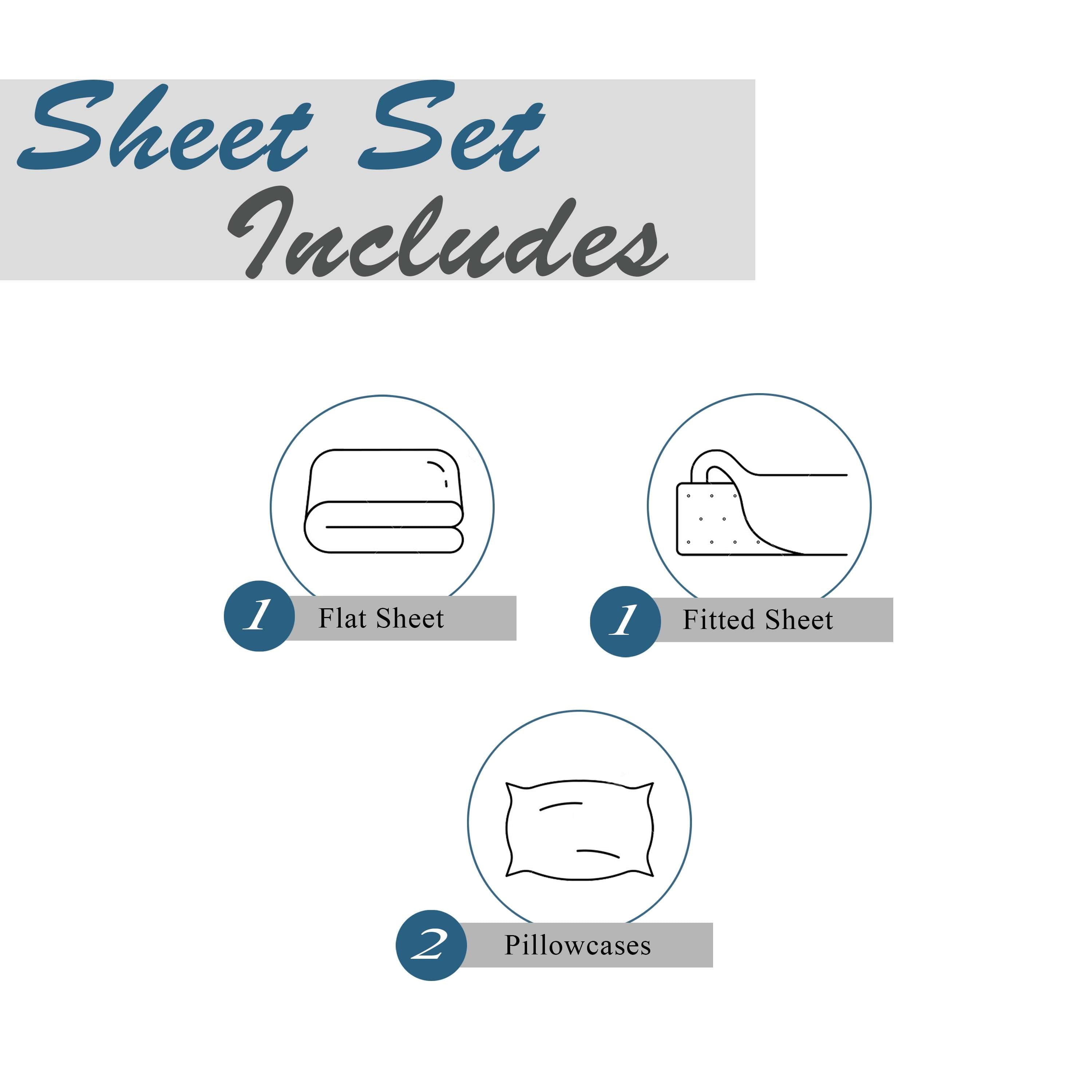 Ultra-Soft Cotton Rich Extra Soft Jersey Bed Sheet Set, Queen, Charcoal, 4 Pieces - Breathable Egyptian Cotton Flat & Fitted Sheets Detail