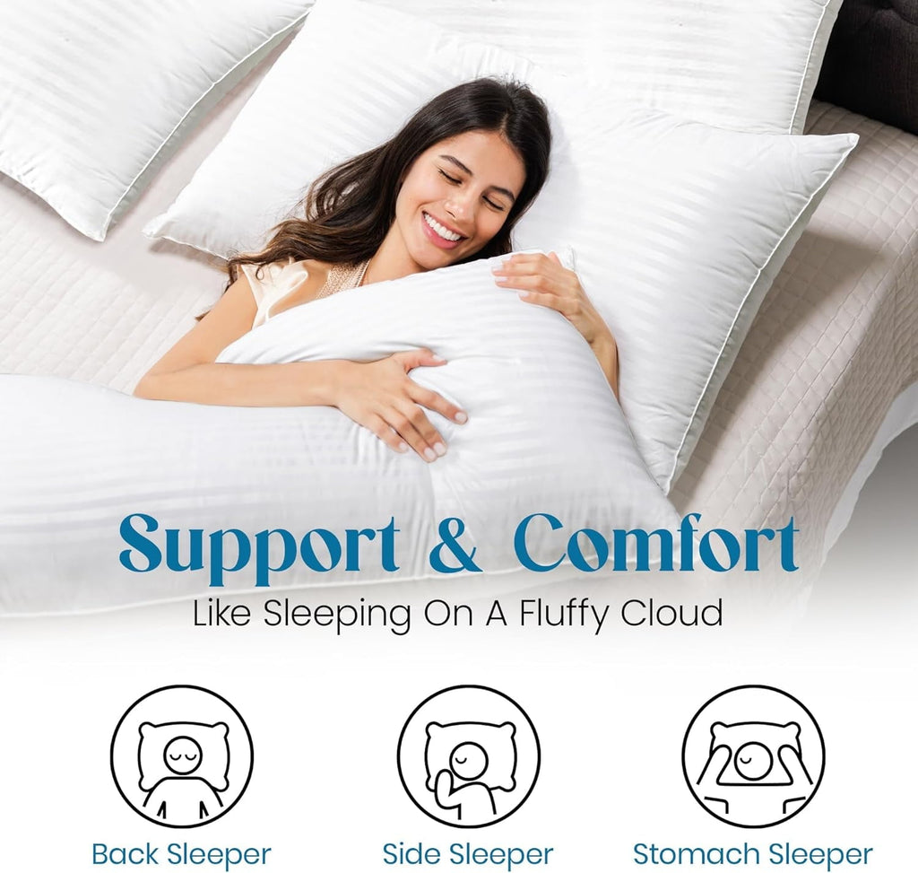 Hotel Collection Pillow for Beds 2 Pack Queen Size Pillows Set of 2 Hypoallergenic Hotel Down Alternative Pillow for Side and Back Sle... - Orthopedic Shredded Foam Bed Pillow Set Detail