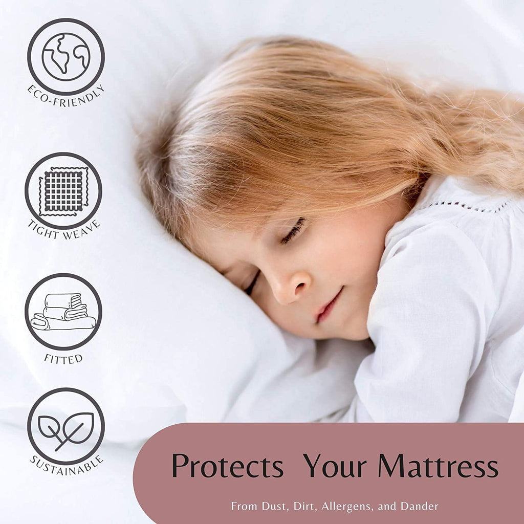 Wrinkle-Resistant Luxurious Hotel Quality Crib Fitted Sheet – 100% Cotton – Ultra Soft, Skin-Friendly & Hypoallergenic – Deep Pocket Fi... - Breathable Egyptian Cotton Flat & Fitted Sheets Detail