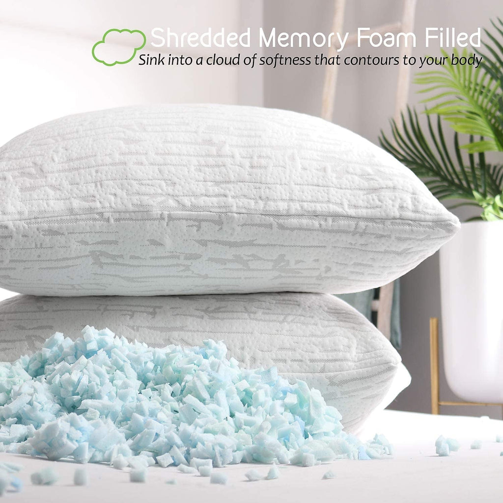 Ergonomic Memory Foam Bed Pillow, Bamboo Pillows for Bed, Queen Size Pillows - Ergonomic Memory Foam Pillow for Neck Pain Support Detail