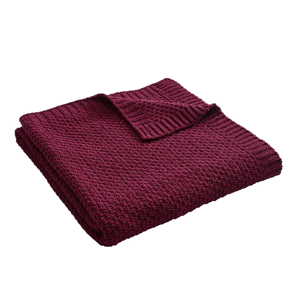 Super Soft Flannel Chenille Knit Super Soft Oversized Throw Blanket, Merlot Wine - Cozy Fleece Throw Blanket for Couch & Bed Detail