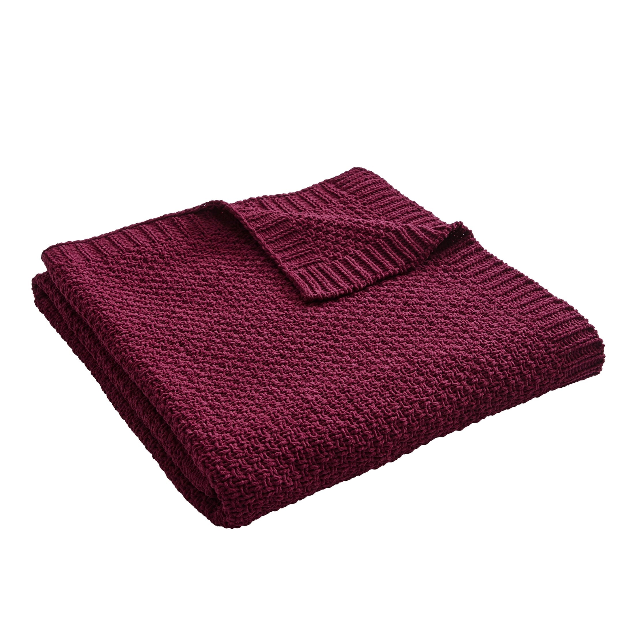 Super Soft Flannel Chenille Knit Super Soft Oversized Throw Blanket, Merlot Wine - Cozy Fleece Throw Blanket for Couch & Bed Detail