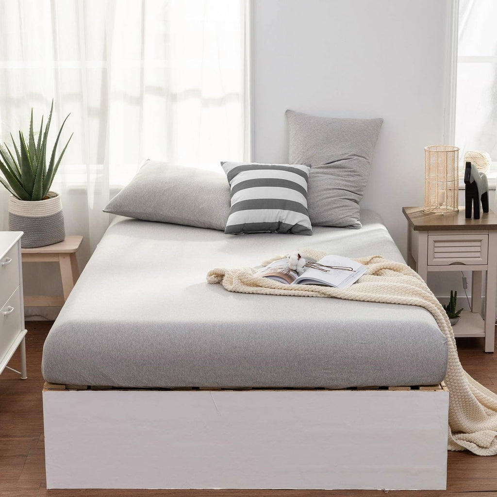 Breathable Luxury Jersey Knit Full Size Sheets 4pc|100% T-Shirt Cotton Blend Super Soft Breathable Jersey Sheets Full Size Bed, Stretch... - Luxury Bed Sheet Set with Deep Pockets Detail