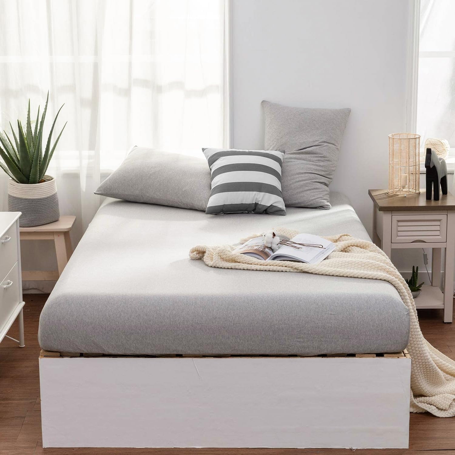 Breathable Luxury Jersey Knit Full Size Sheets 4pc|100% T-Shirt Cotton Blend Super Soft Breathable Jersey Sheets Full Size Bed, Stretch... - Luxury Bed Sheet Set with Deep Pockets Detail