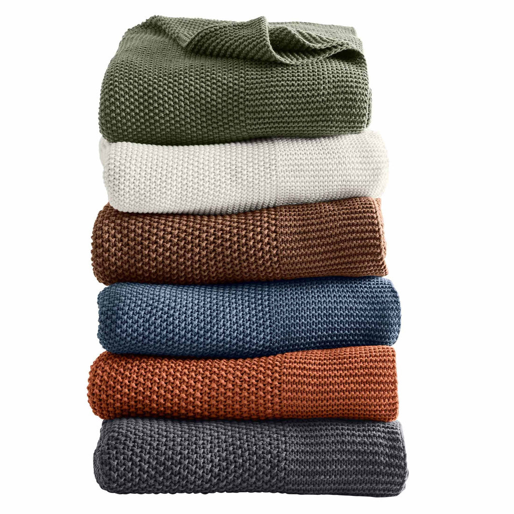 Cozy Fleece Chunky Knit Papyrus Throw, Cotton-Blend, 50"x60", 2.3 lb, All Ages - Super Soft Reversible Sherpa Flannel Blanket Detail