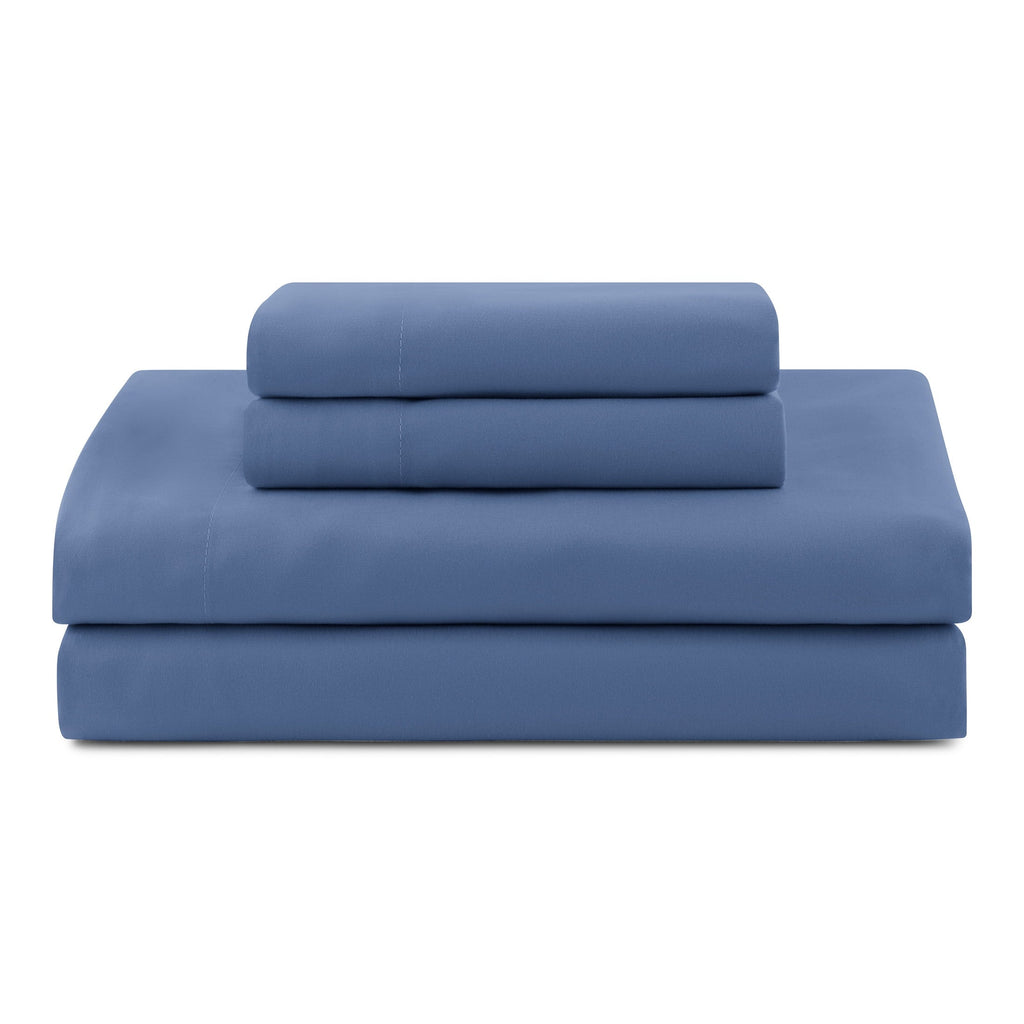 Fluffy Down Alternative All in One Reversible Comforter and Sheet Set- 7 Piece, Queen, Blue Pinstripe - Cloud-Like Soft Lightweight Bed Comforter Detail