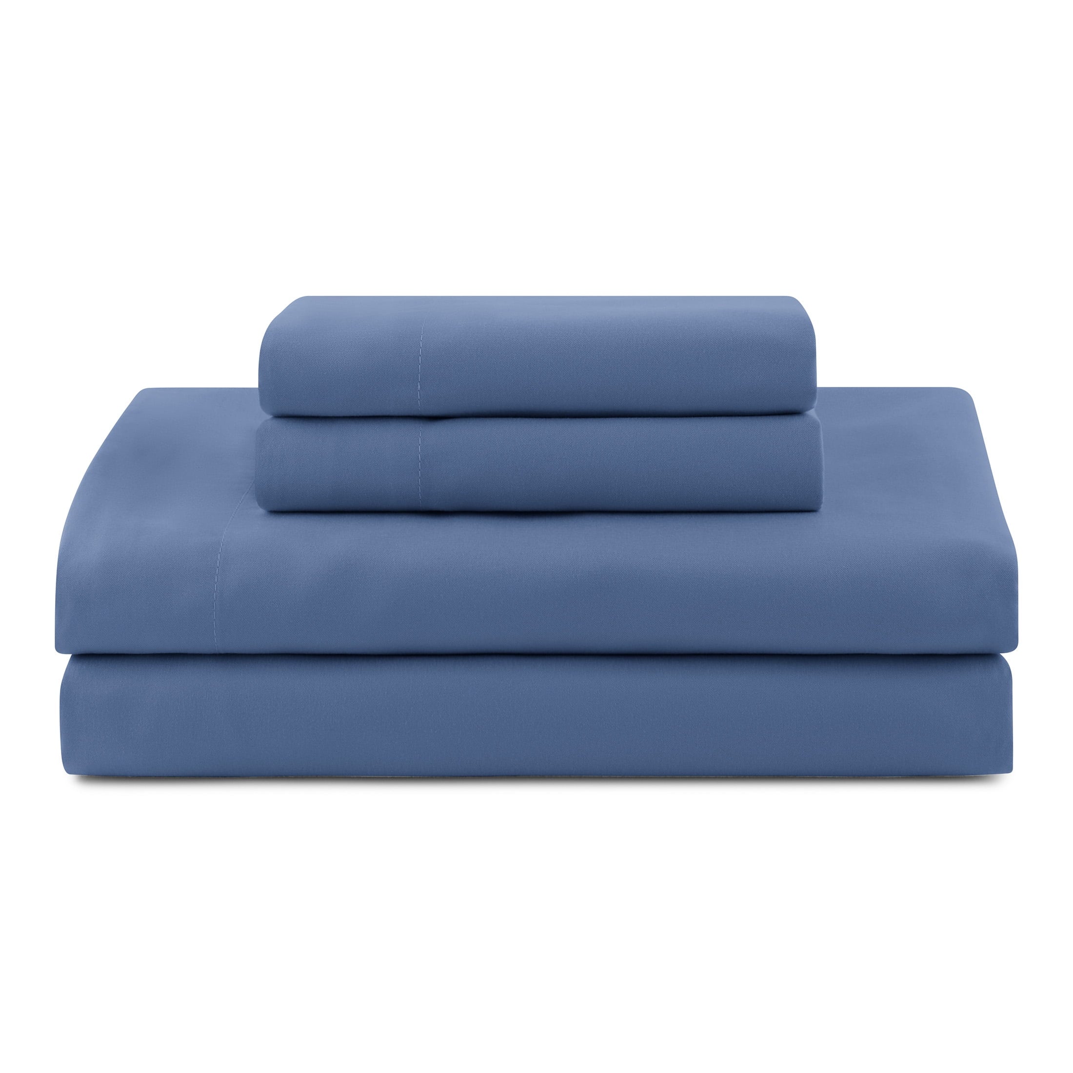 Fluffy Down Alternative All in One Reversible Comforter and Sheet Set- 7 Piece, Queen, Blue Pinstripe - Cloud-Like Soft Lightweight Bed Comforter Detail