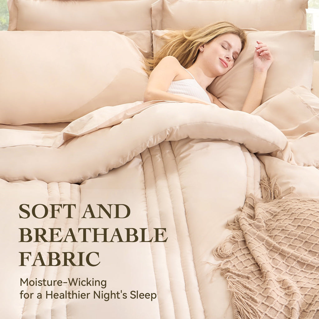 Fluffy Down Alternative Twin Comforter Set 4 Pieces,Comforter Set,Bed in a Bag, Bedding Set with Comforter,Fitted Sheet,Flat Sheet,Pillowcase... - Luxurious Quilted Duvet Cover Set Detail