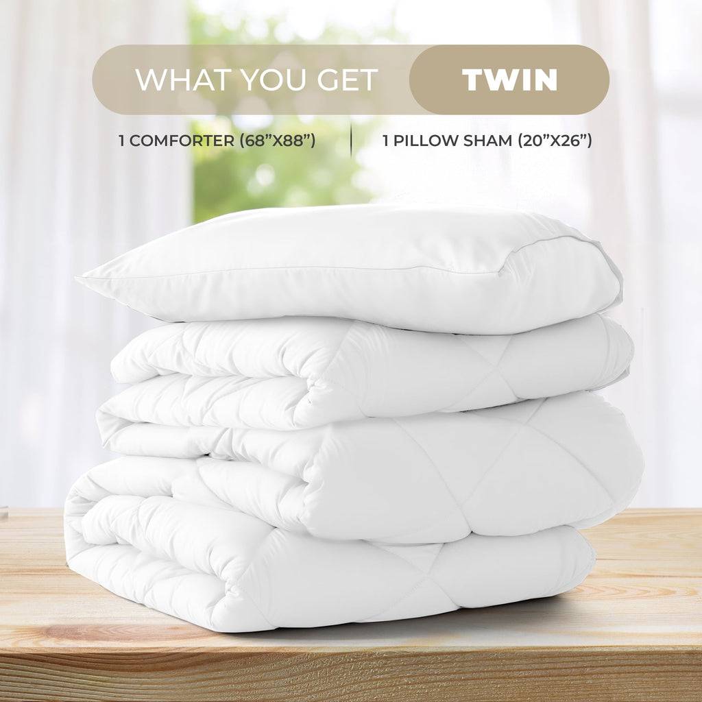 Hypoallergenic Cloud Lux Decor All-Season Comforter Sets Twin Size 2 PC, Reversible Bedding Set with Diamond Quilted Design Comforter and ... - All-Season Down Alternative Comforter Insert Detail