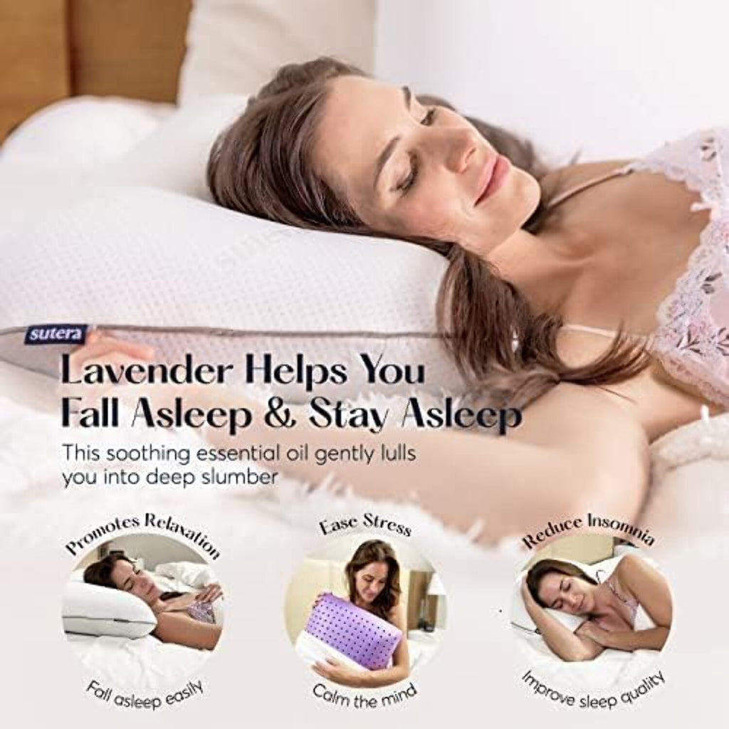 Ergonomic Memory Foam Plush Zen Bed Pillow, Lavender Scented Cooling Adaptive Memory Foam Queen - Ergonomic Memory Foam Pillow for Neck Pain Support Detail