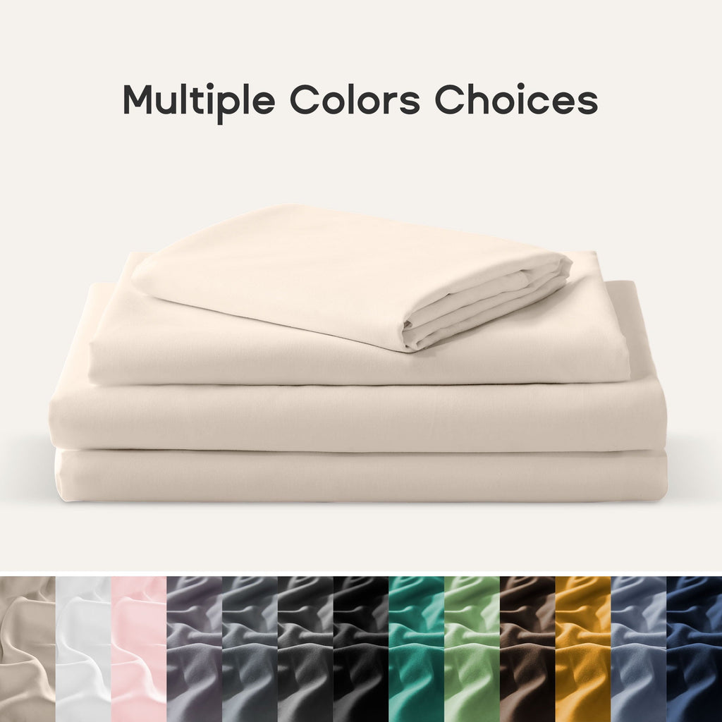 Ultra-Soft Bed Sheet Sets,Ultra Soft Breathable Luxury 4 Piece, (Beige, Queen) - Luxury Bed Sheet Set with Deep Pockets Detail