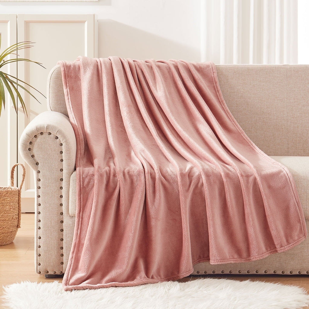 Super Soft Flannel Large Flannel Fleece Velvet Plush Throw Blanket - 50" x 70" (Pink) - Lightweight Plush Warm Blanket for All Seasons Detail