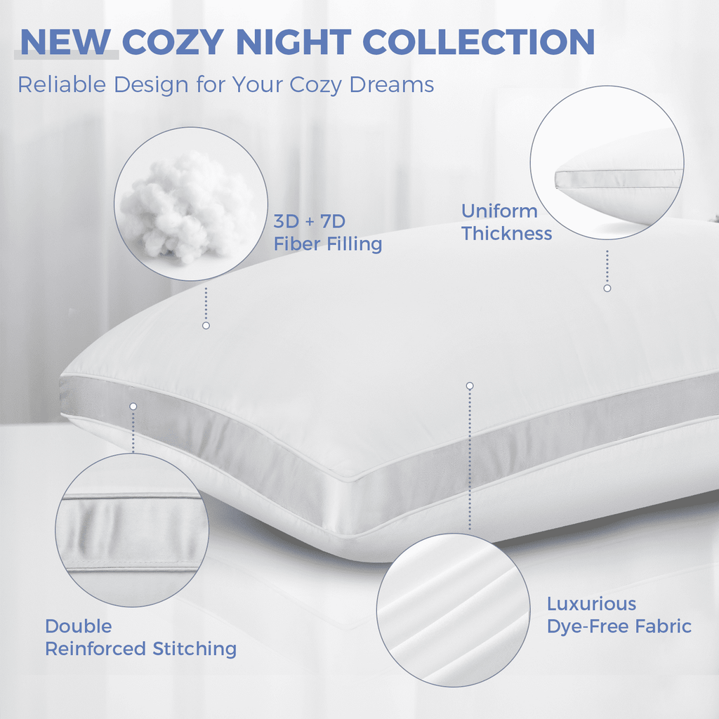 Orthopedic Support Bed Pillows King Size Set of 2, Luxury Hotel Quality,Fluffy and Supportive Gusseted Bed Pillows for Side, Back, or St... - Ergonomic Memory Foam Pillow for Neck Pain Support Detail