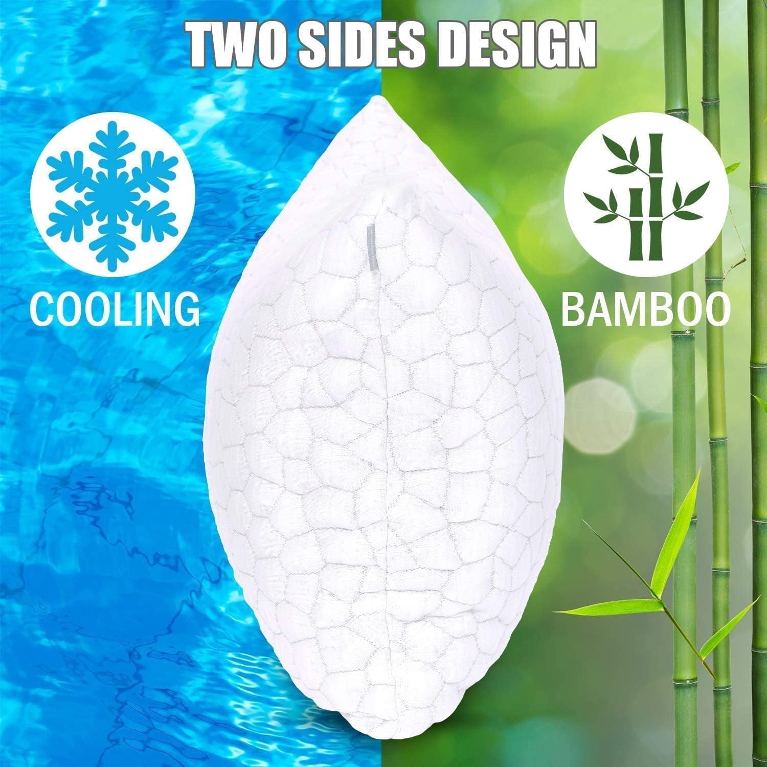 Decorative Plump Shredded Memory Foam Pillows for Sleeping, Bed Pillows Queen Size Set of 2 Pack Adjustable for Side and Back Sleeper ... - Hotel Quality Plush Sleeping Pillows Detail