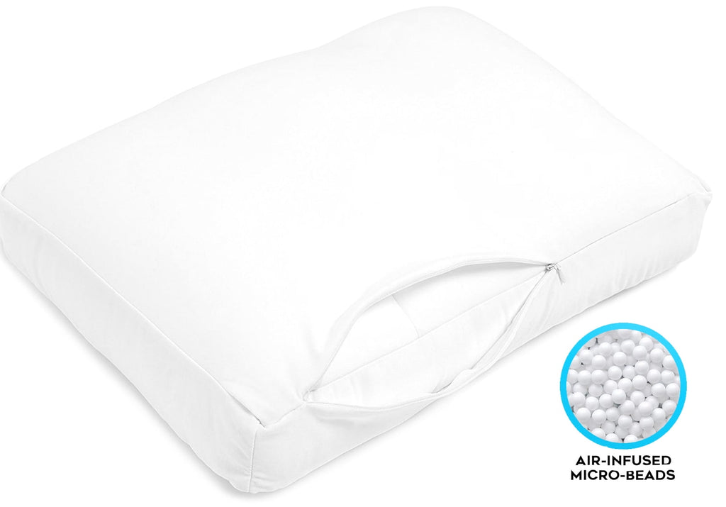 Hotel Collection Microbead Cloud Pillow Bed, X-Large, White - Ergonomic Memory Foam Pillow for Neck Pain Support Detail