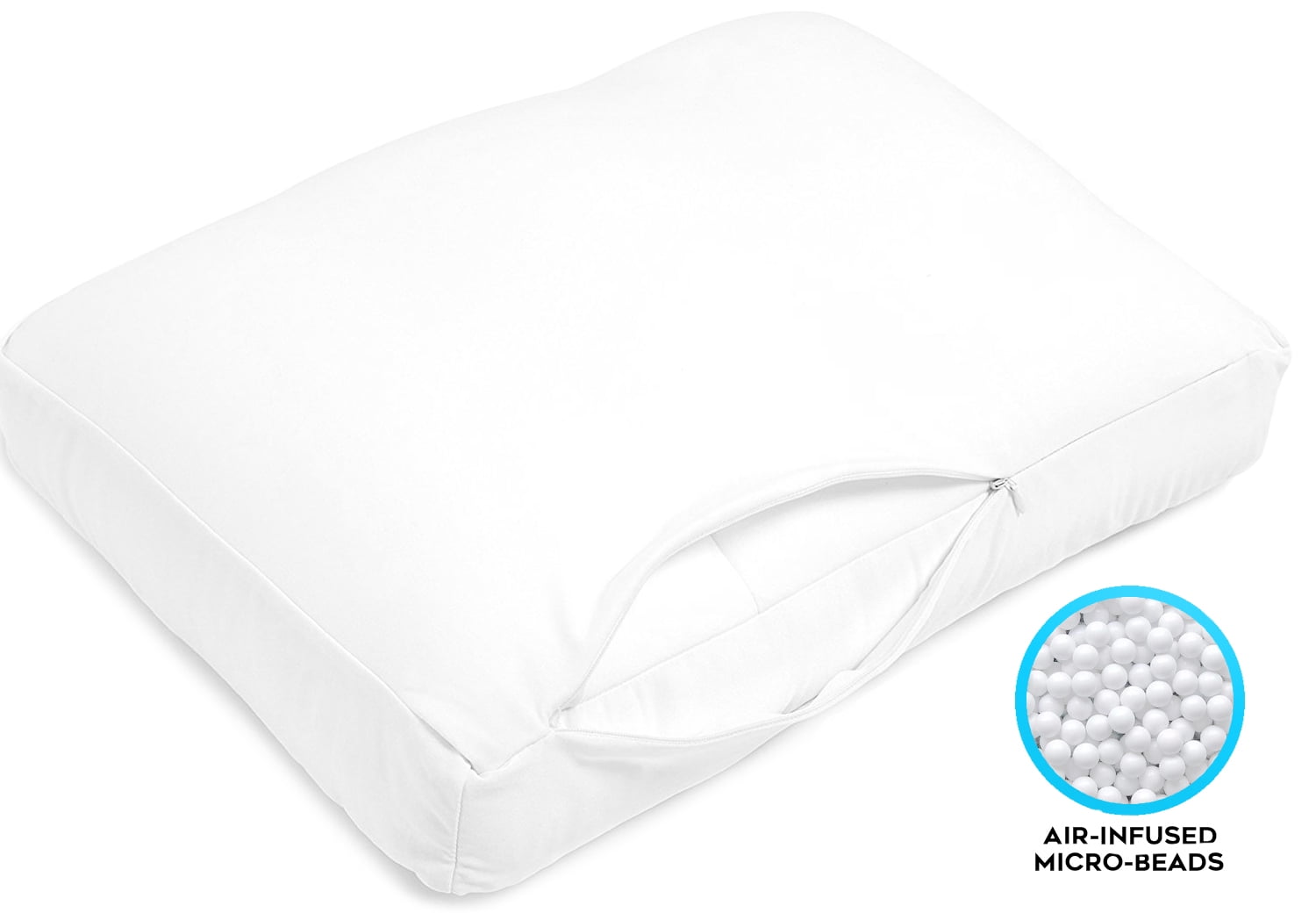 Hotel Collection Microbead Cloud Pillow Bed, X-Large, White - Ergonomic Memory Foam Pillow for Neck Pain Support Detail