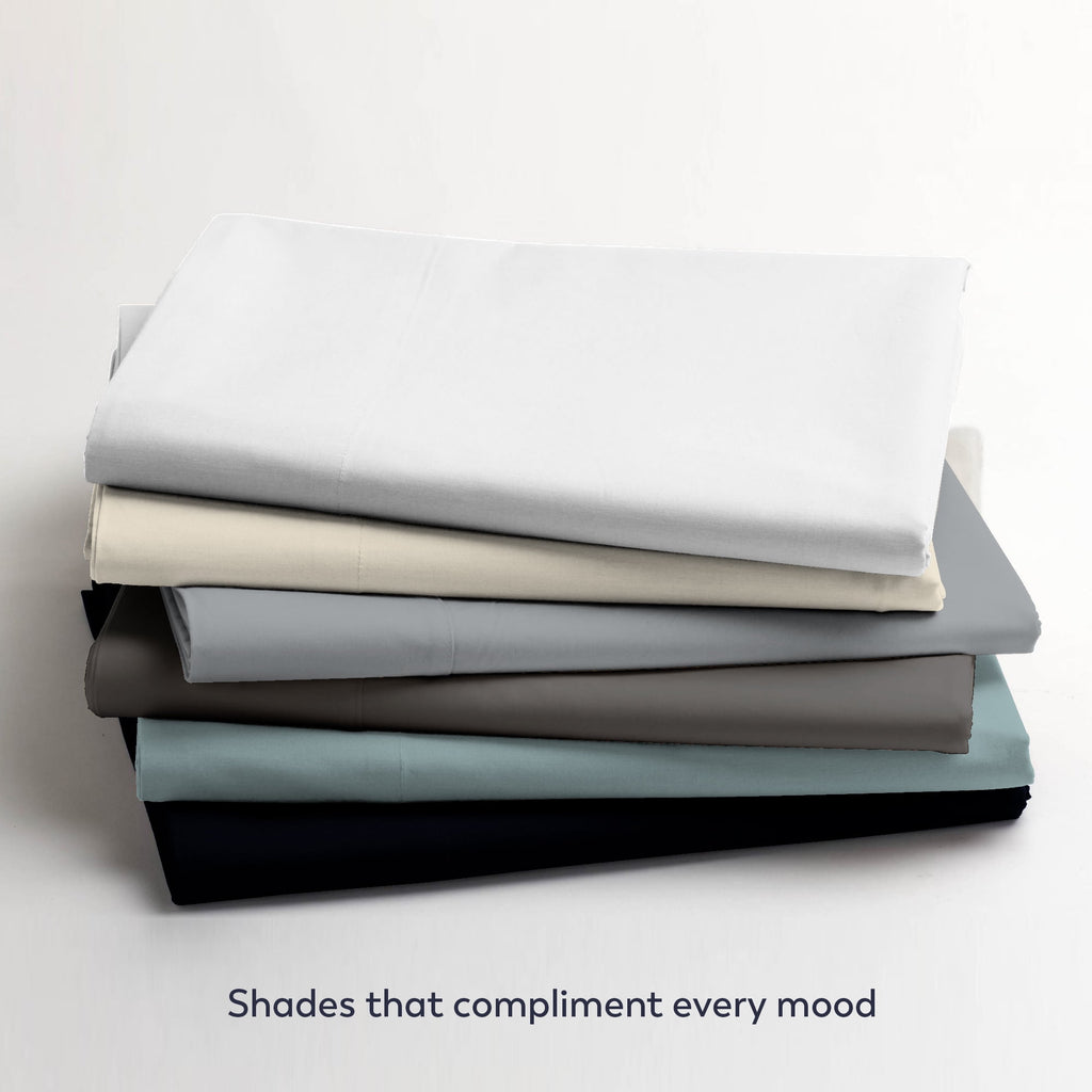 Cooling Sateen Soft Finish Microfiber Percale Queen Bed Sheet Set – 4-Piece Lightweight, Wrinkle-Resistant, Quick-Dry, Light Gray - Cooling Hotel Quality Bedding Sheets and Pillowcases Detail