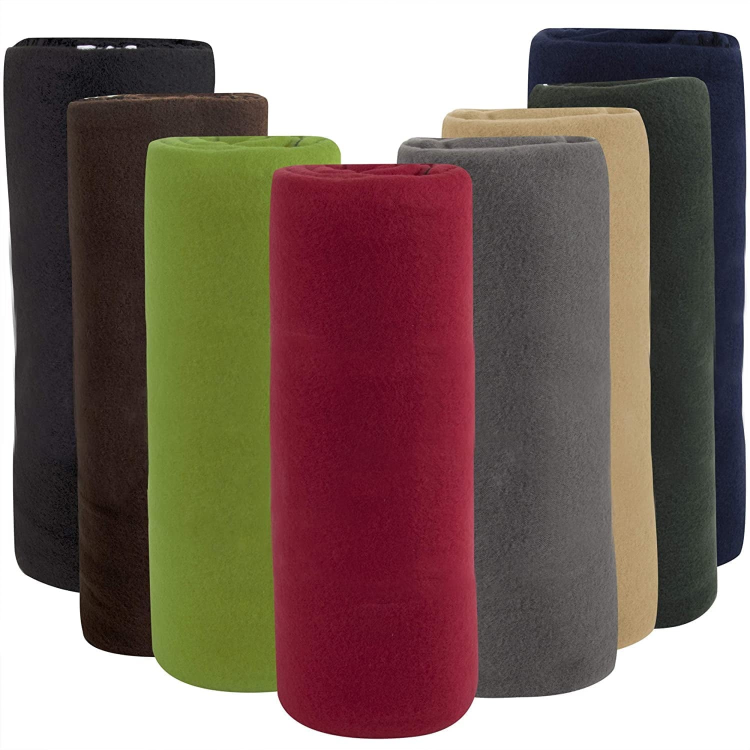 Reversible Sherpa 24 pack Trail maker 60”L x 50”W Solid Color Hypoallergenic Fleece Throw Blankets in Assorted Colors - Super Soft Reversible Sherpa Flannel Blanket Detail