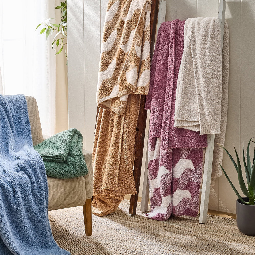 Cozy Fleece Beige Cozy Knit Throw, 50" x 72" - Luxury Knitted Decorative Throw Blanket with Fringes Detail
