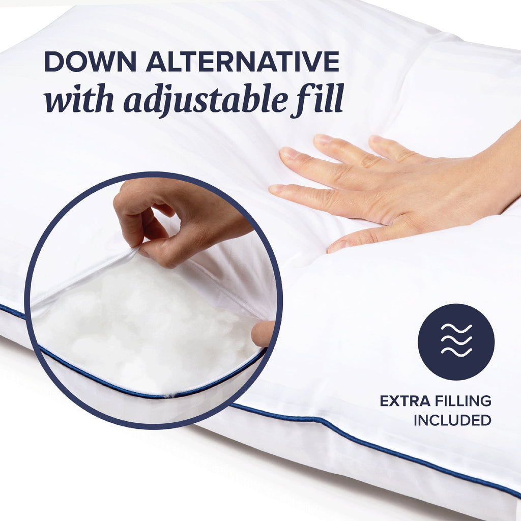 Decorative Plump Customizable Down Alternative Queen Pillow 1 Pack, Adult - Orthopedic Shredded Foam Bed Pillow Set Detail