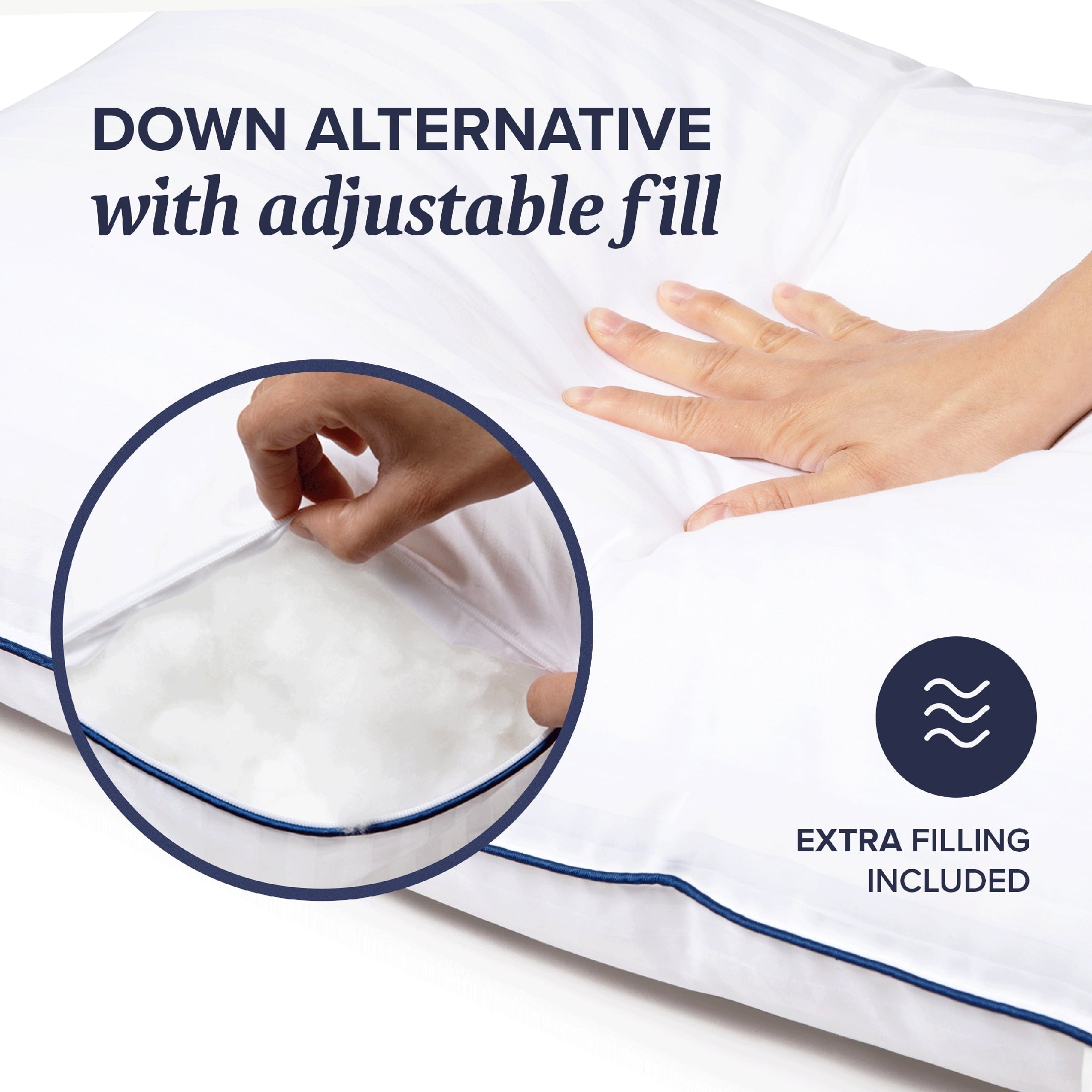 Decorative Plump Customizable Down Alternative Queen Pillow 1 Pack, Adult - Orthopedic Shredded Foam Bed Pillow Set Detail