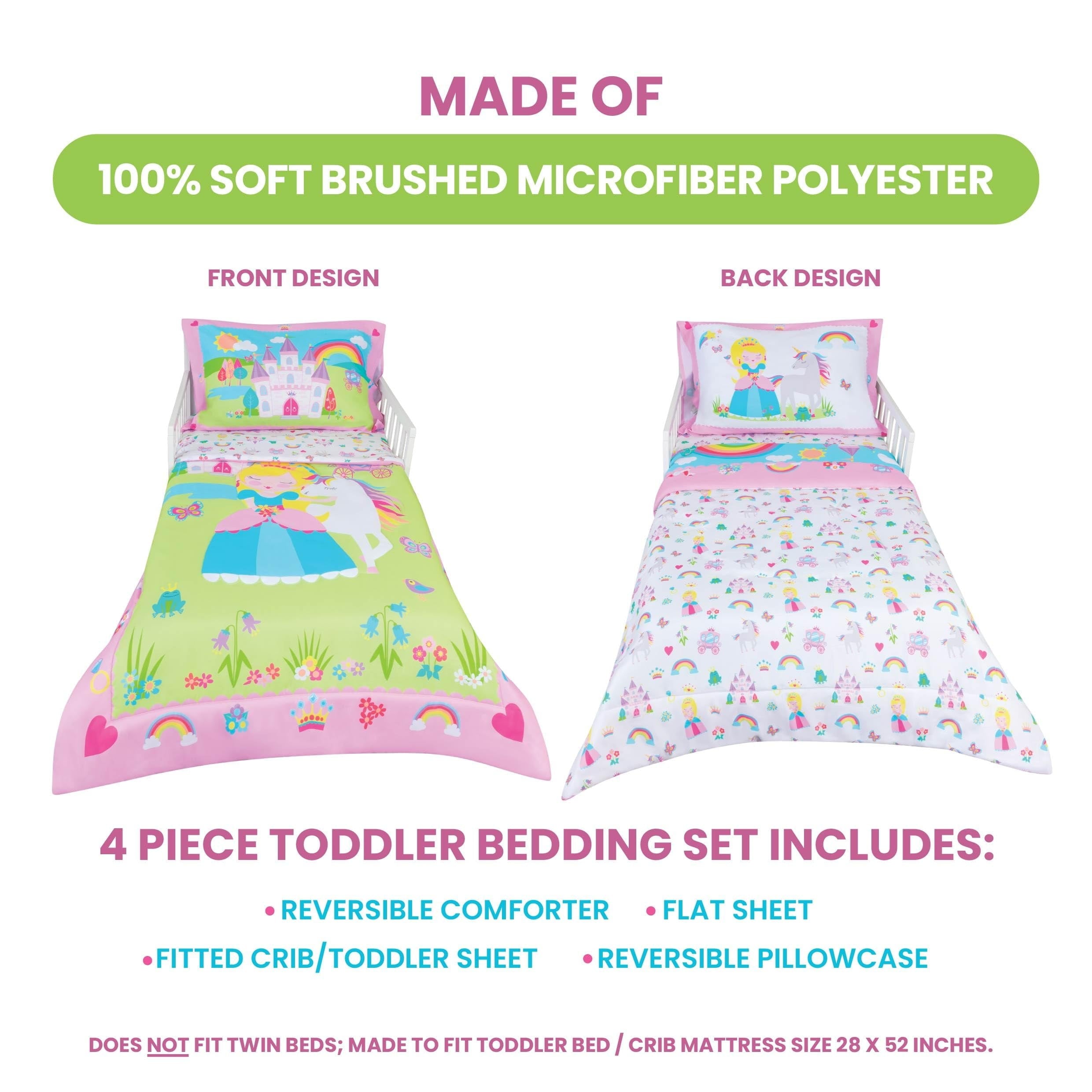 Luxurious Quilted Princess Toddler Bedding Set for Girls - 4-Piece Toddler Bed Comforter Sets for Girls, Reversible Comforter & Pillowc... - Cloud-Like Soft Lightweight Bed Comforter Detail