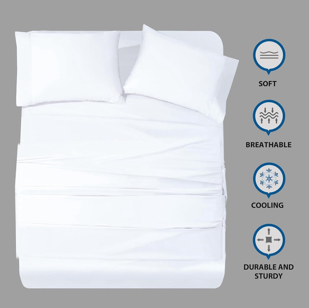 Breathable Luxury Bed Sheets Set 4 Pieces, 600 TC 100% Egyptian Cotton Bed Sheets, Breathable, Soft & Silky Sateen Weave Fits Mattress ... - Cooling Hotel Quality Bedding Sheets and Pillowcases Detail
