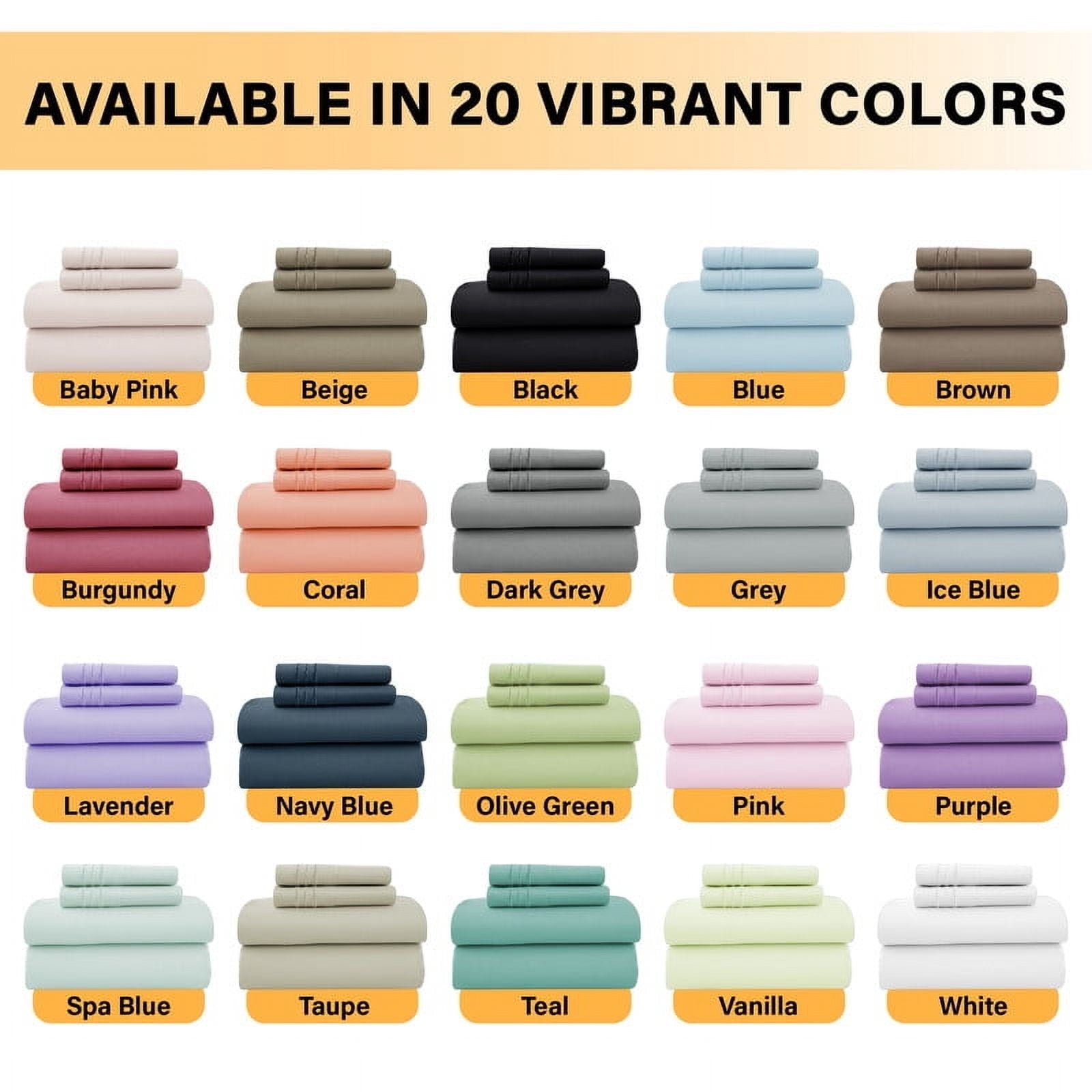 Breathable Luxury Size Sheet Set, 4-Piece Plain Soft Microfiber – Deep Pocket Bed Sheets, Includes 1 Fitted Sheet, 1 Flat Sheet, 2 Pill... - Luxury Bed Sheet Set with Deep Pockets Detail