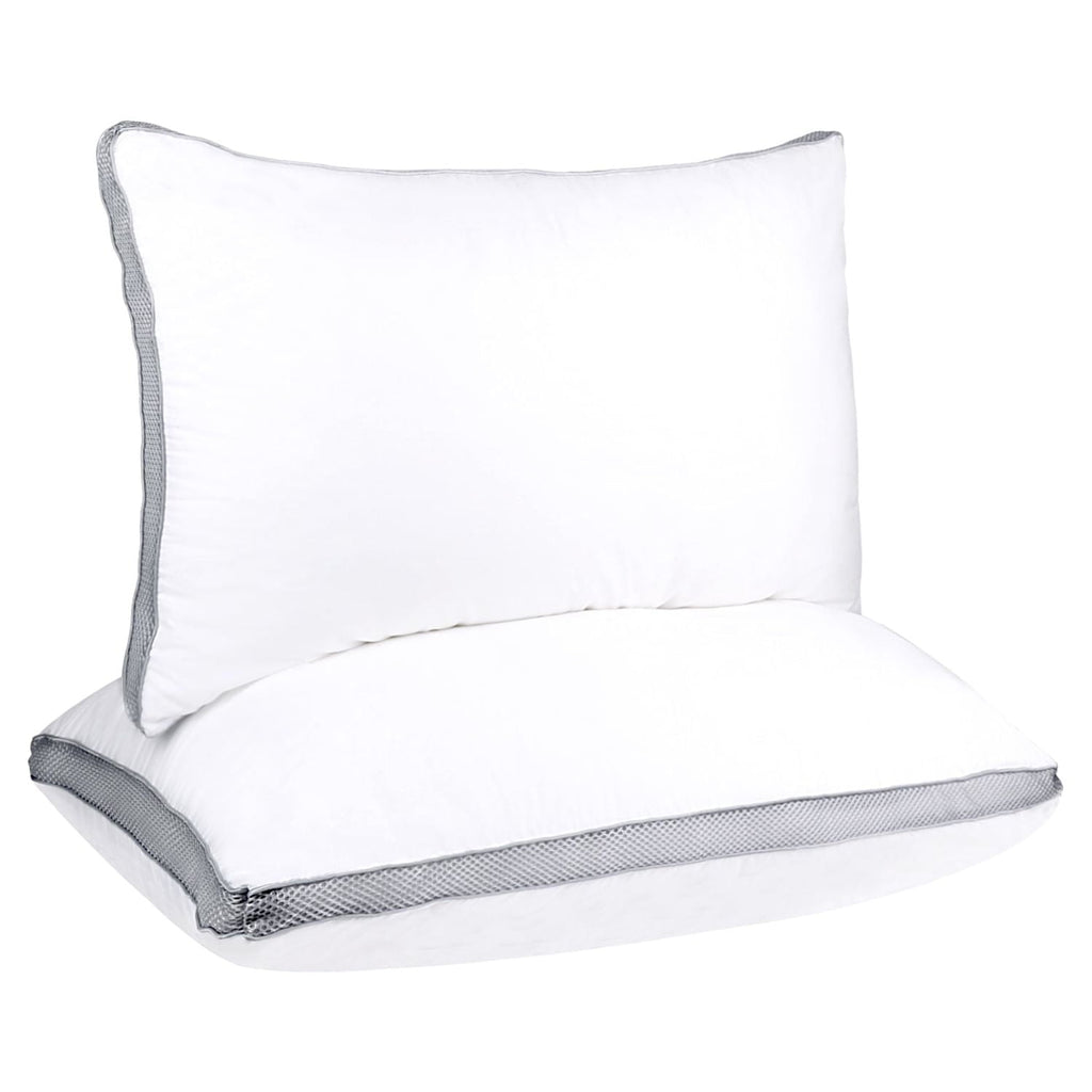 Ergonomic Memory Foam 2 Pack Cotton Down Alternative Pillows,Queen Size Bed Pillows Gusseted Hypoallergenic - Decorative Throw Pillow Cushion for Sofa & Bed Detail