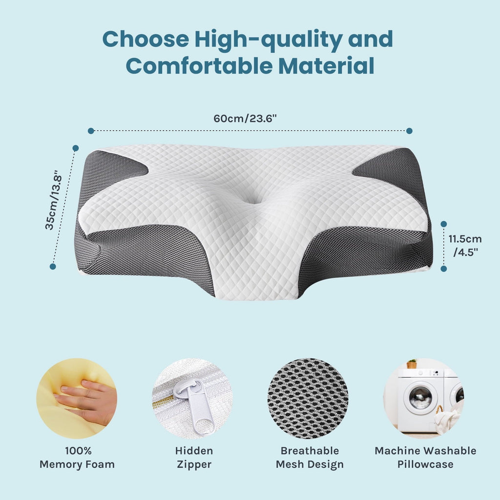Hotel Collection Cervical Pillow for Pain Relief, Ergonomic Side Sleeper Pillow for Orthopedic Contour Support for Bed Sleeping, Memor... - Decorative Throw Pillow Cushion for Sofa & Bed Detail