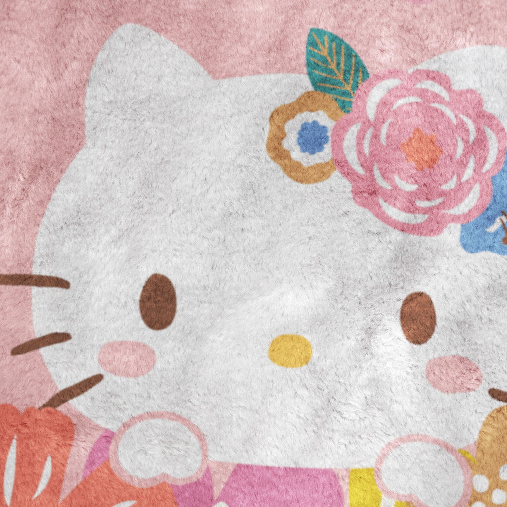 Reversible Sherpa Floral Grace 46 x 60 Coral Fleece Kids Throw Blanket - Soft Bedding Accessories - Luxury Knitted Decorative Throw Blanket with Fringes Detail
