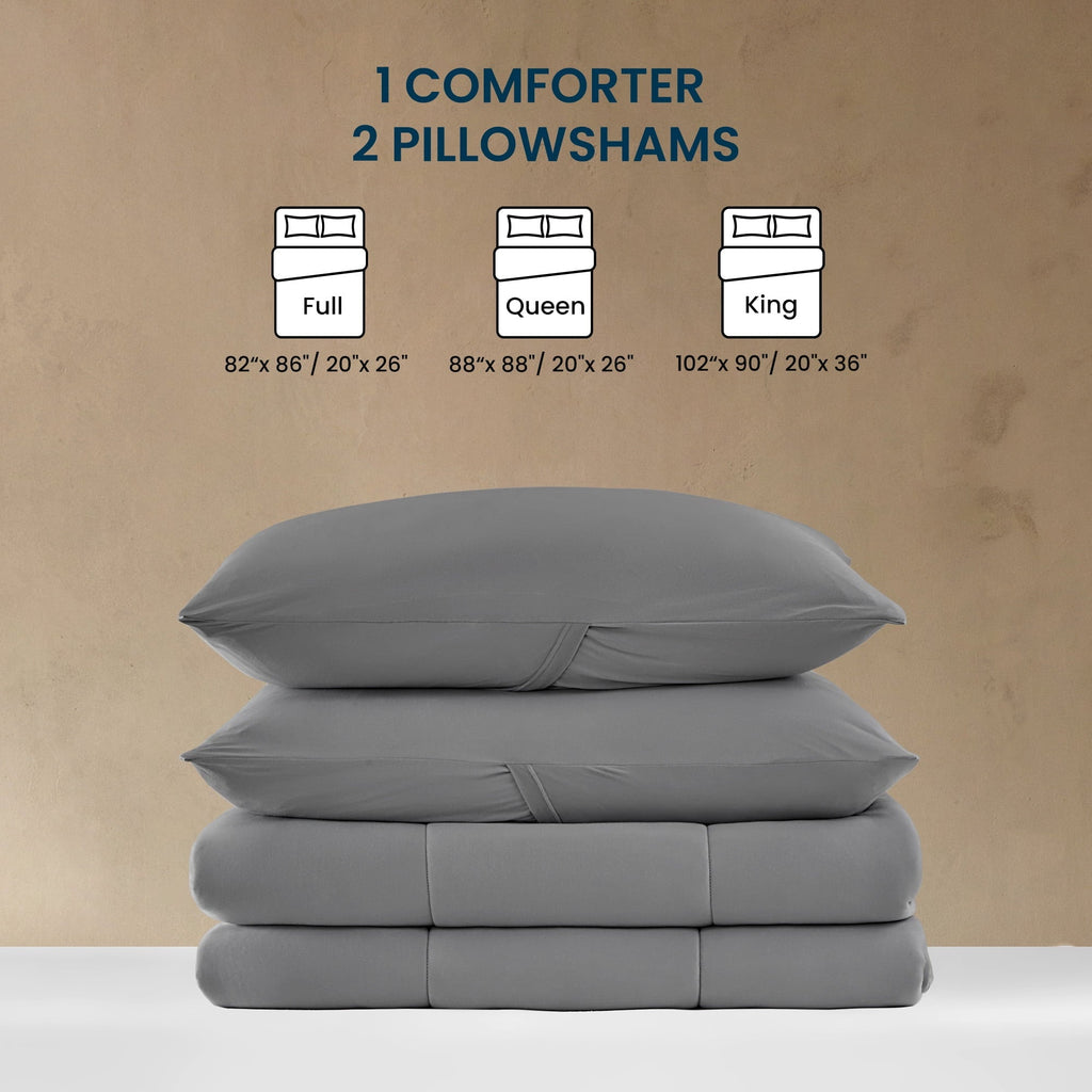 Heavyweight Warmth 3 Pieces Jersey Knit Bedding Sets with 1 Comforter and 2 Pillow Shams, Soft and Breathable Comforter Set with Women, ... - All-Season Down Alternative Comforter Insert Detail