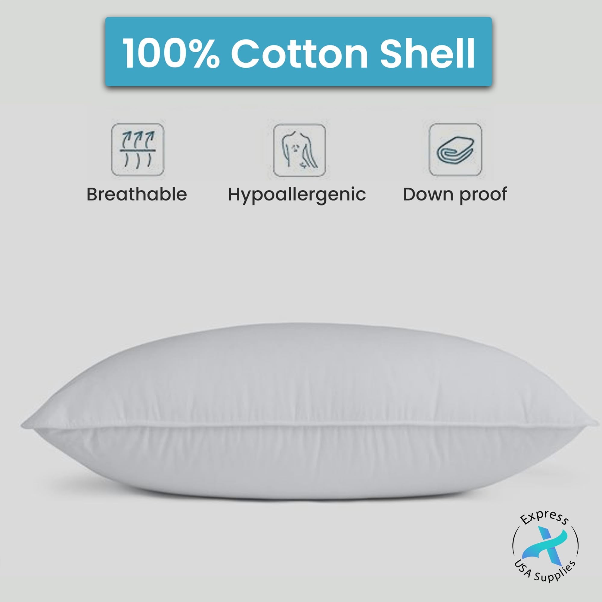 Orthopedic Support 2-Pack Standard Bed Pillows – Soft, Breathable & Hypoallergenic for Better Sleep - Decorative Throw Pillow Cushion for Sofa & Bed Detail