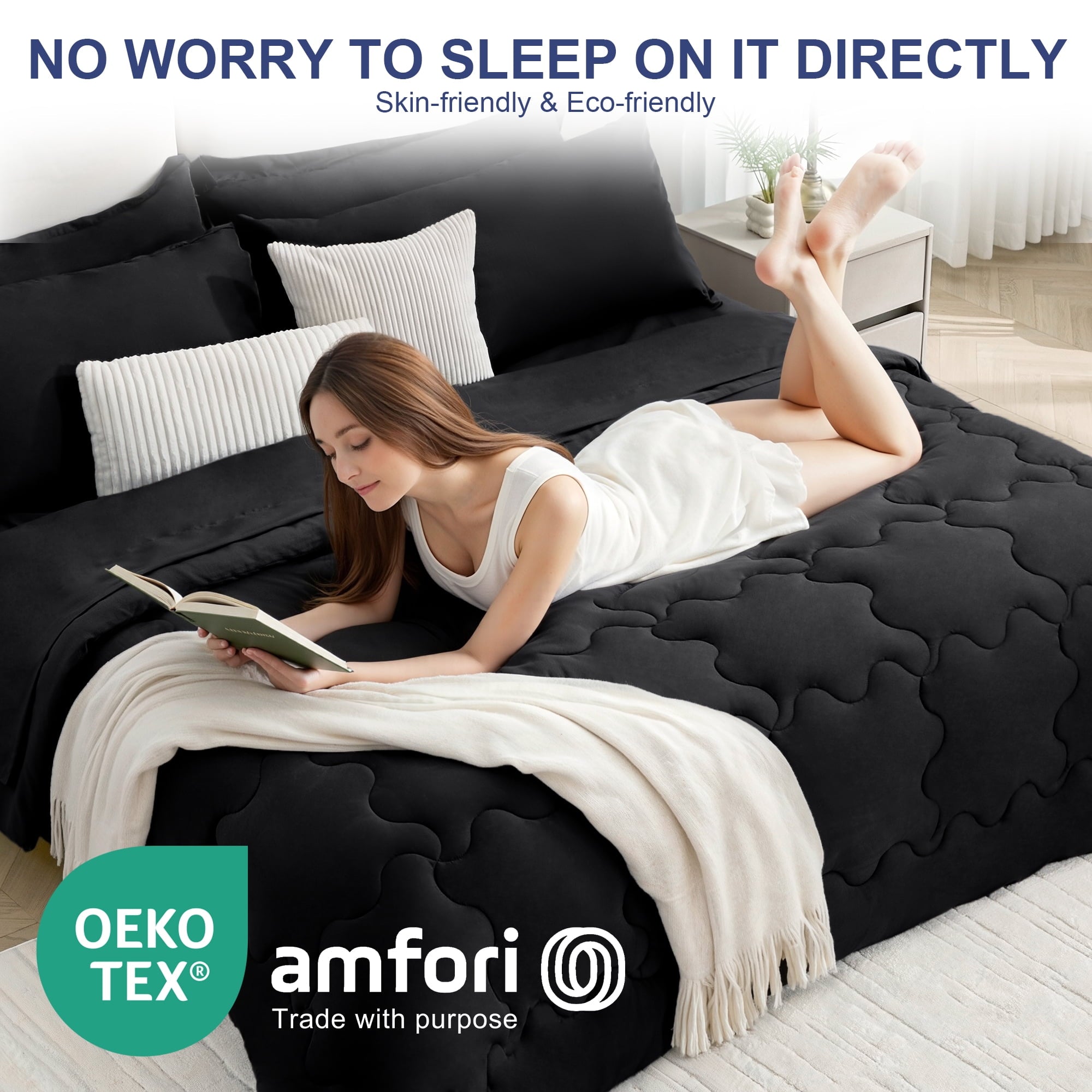 All-Season 7 Pieces Comforter Set Full，Bed in A bag，All Seasons Bedding sets with Comforter,Fitted Sheet,Flat Sheet,Pillowcases ... - Hypoallergenic Ultra-Fluffy Quilt for Winter Detail